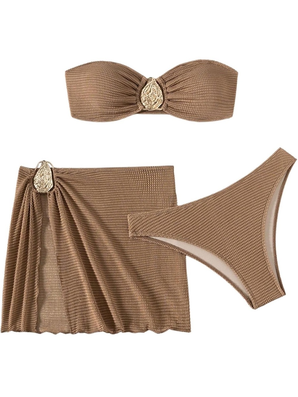 3 piece Strapless Bandeau Swimsuits High Waisted Cheeky Metal Bikini S. 2070/12-